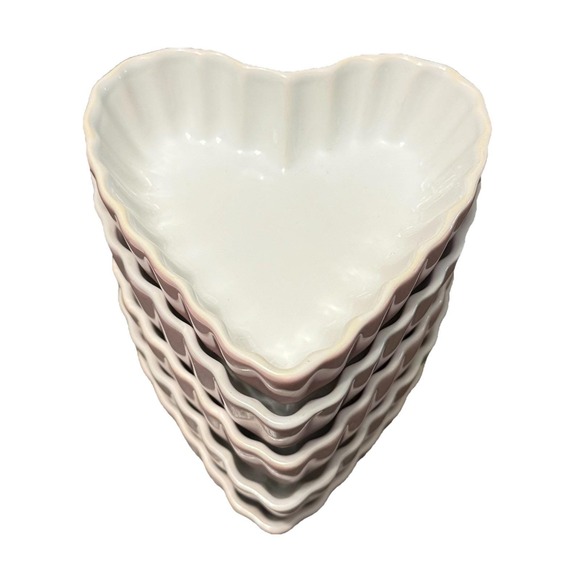 Pacific Island Creations Other - Pacific Island Creation Pink Heart Shaped Ramekin Ceramic Oven Safe Set Of 5